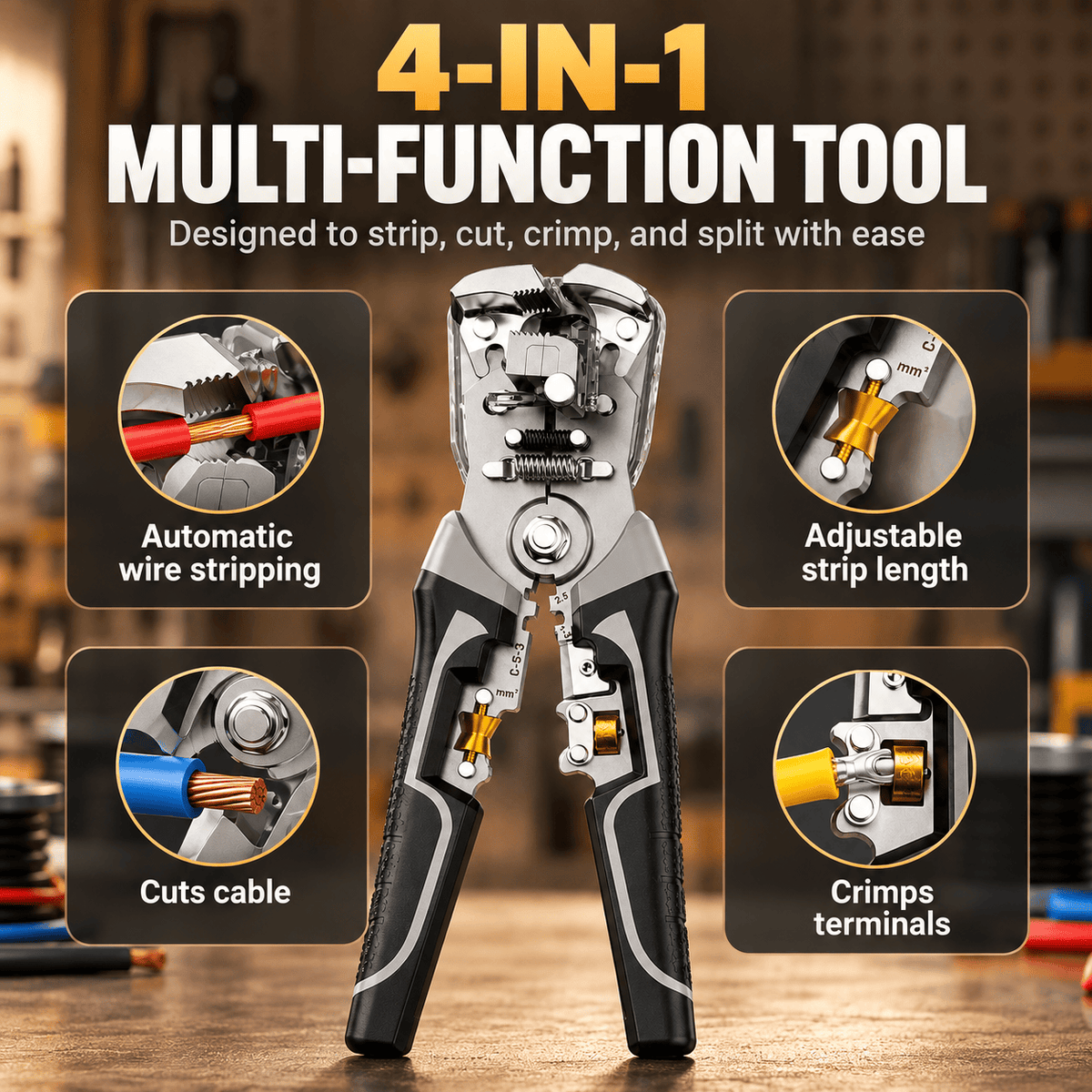 4-in-1 Self-Adjusting Wire Stripper